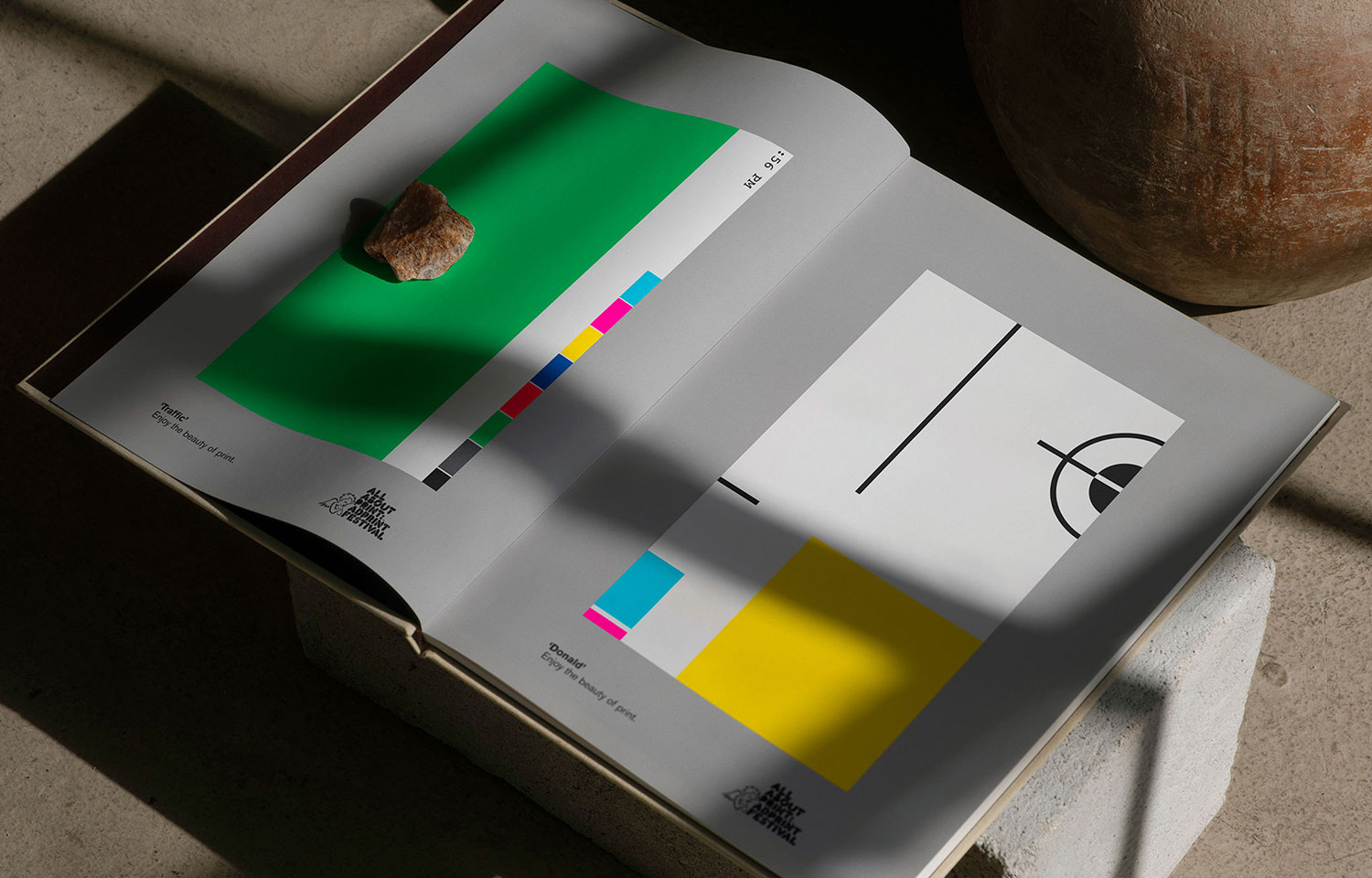 AdPrint boxed printed materials in green and yellow