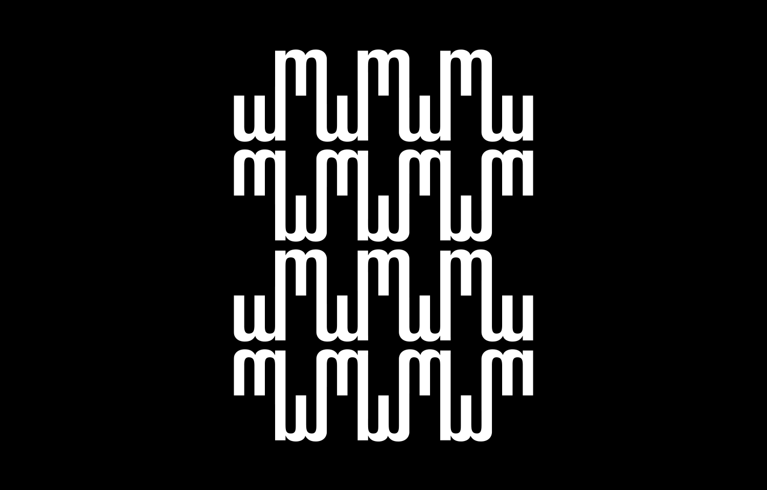 White typographic pattern on a black background