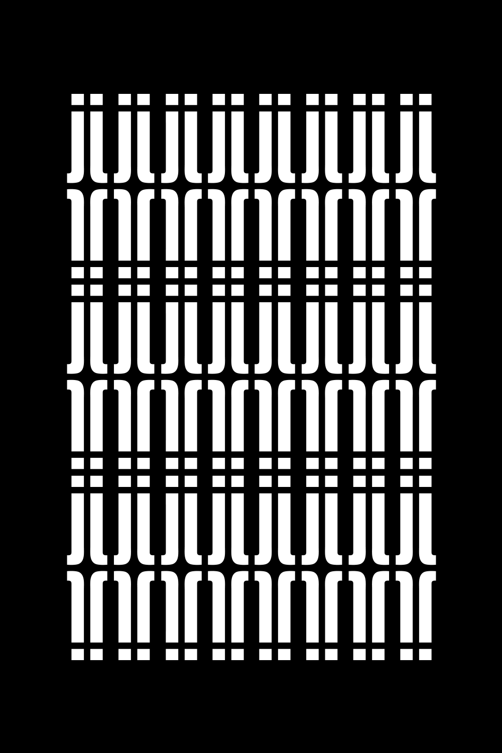 Narrow white vertical letterform pattern on black