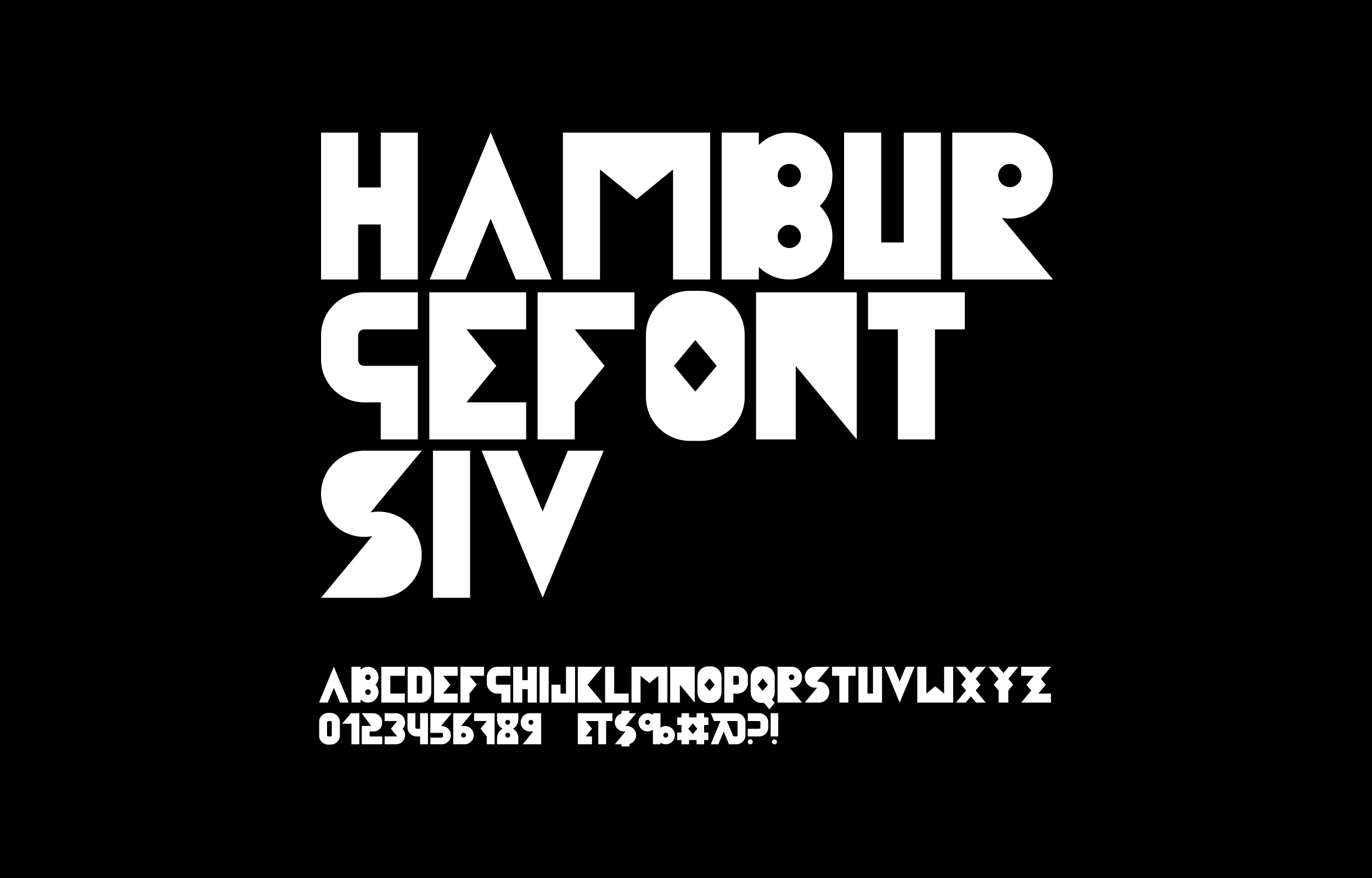 Hamburgefontsiv type specimen in the Bestial display typeface
