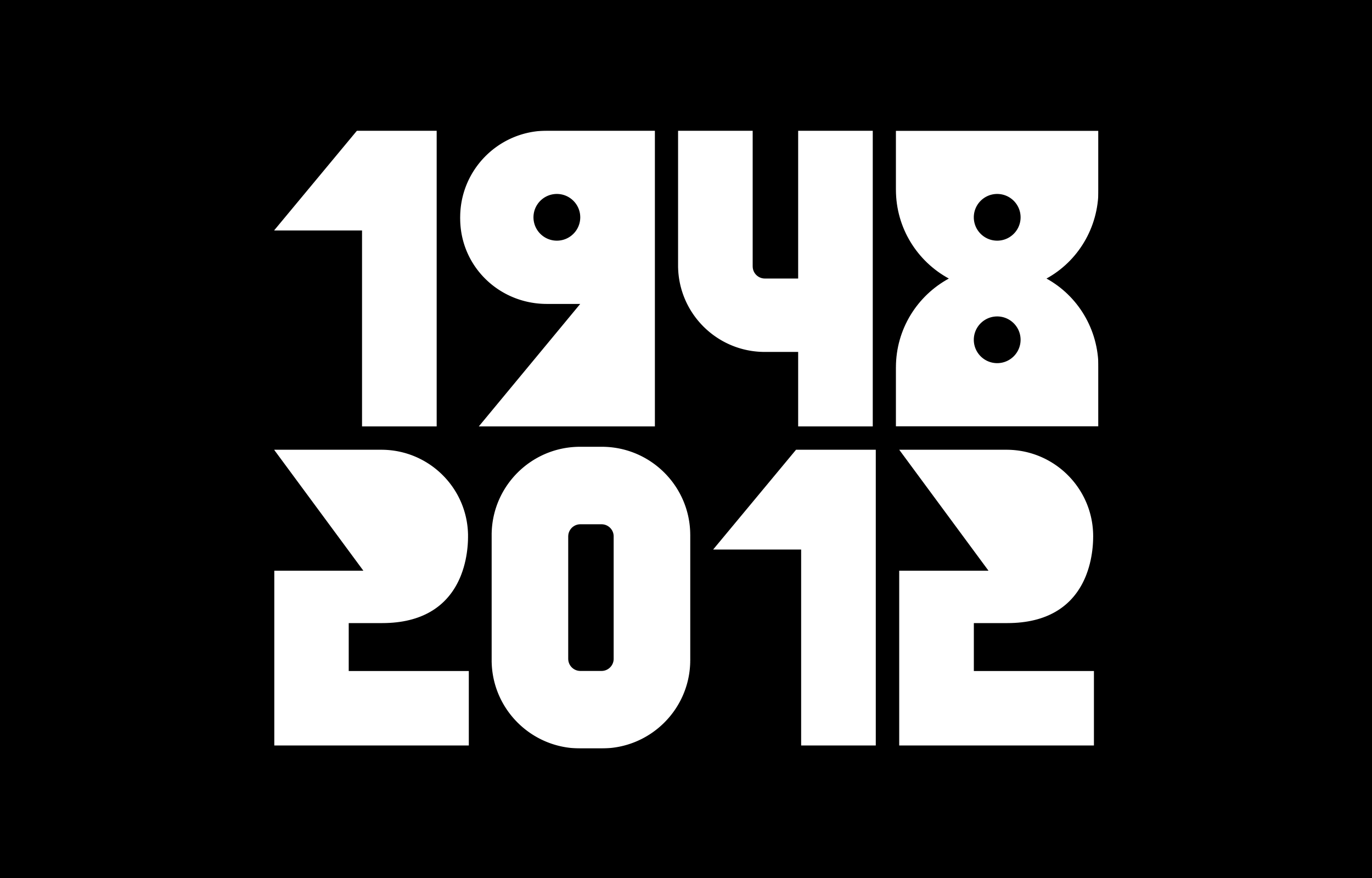 1948 2012 set in oversized white Bestial numerals