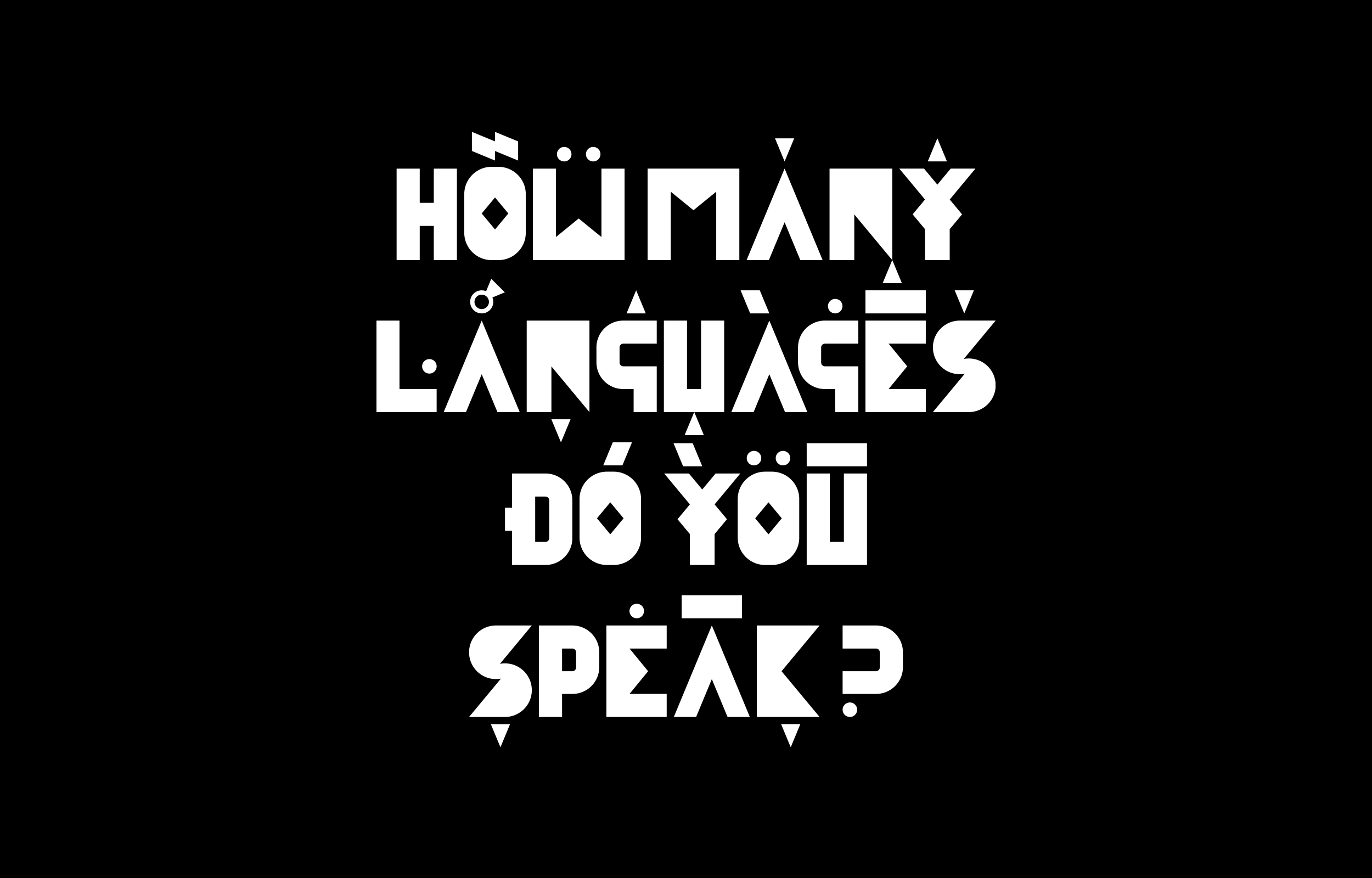 How many languages do you speak? set in white Bestial lettering