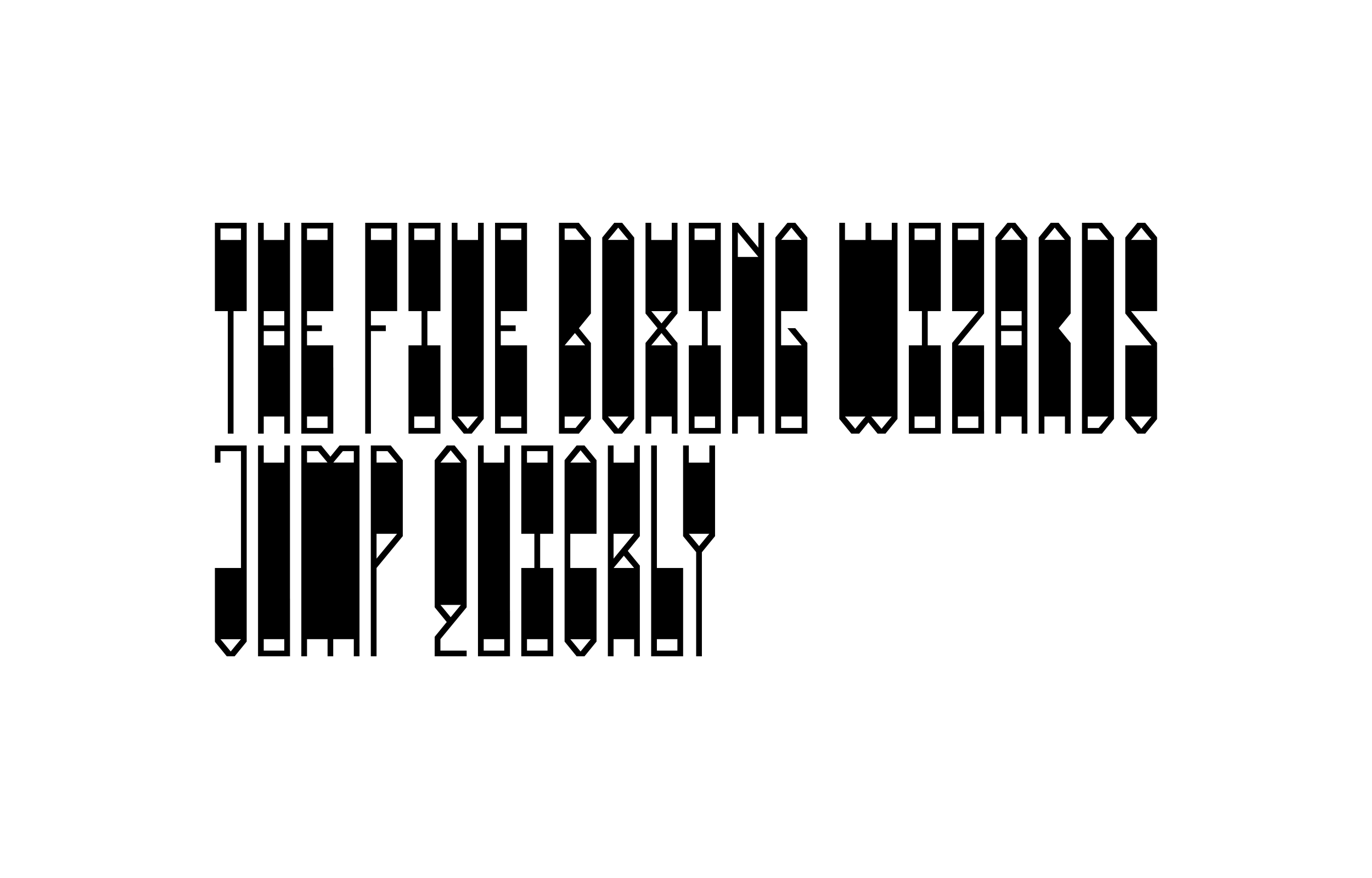The Five Boxing Wizards Jump Quickly set in bold striped display type