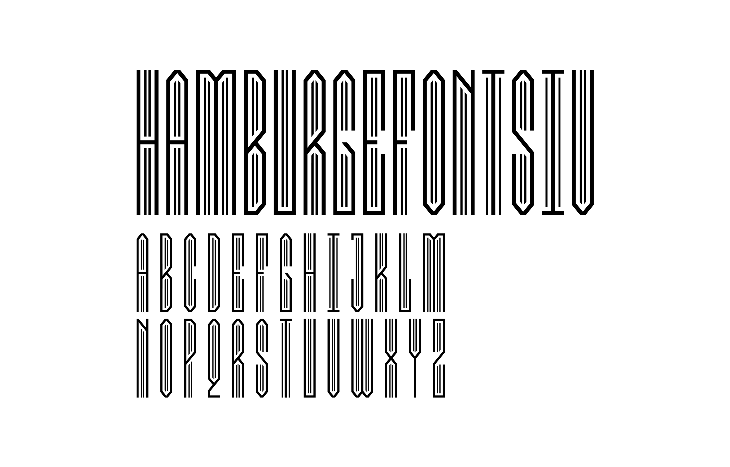 Tall outlined Colossus type specimen showing uppercase letters and numerals
