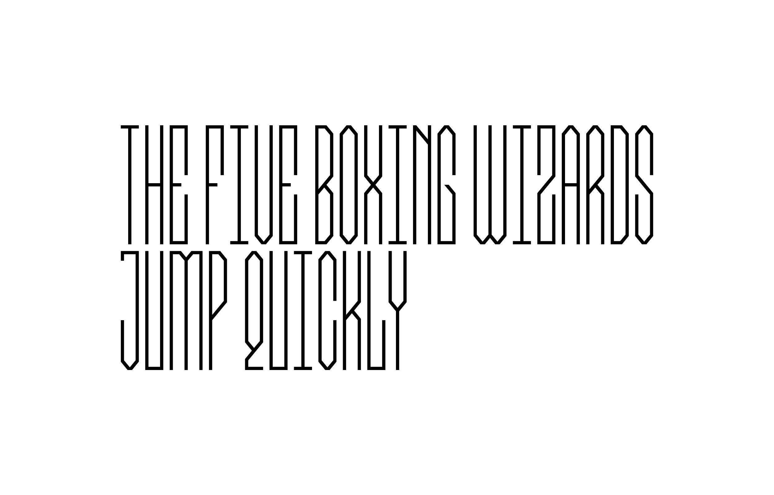 The Five Boxing Wizards Jump Quickly set in narrow black outline type