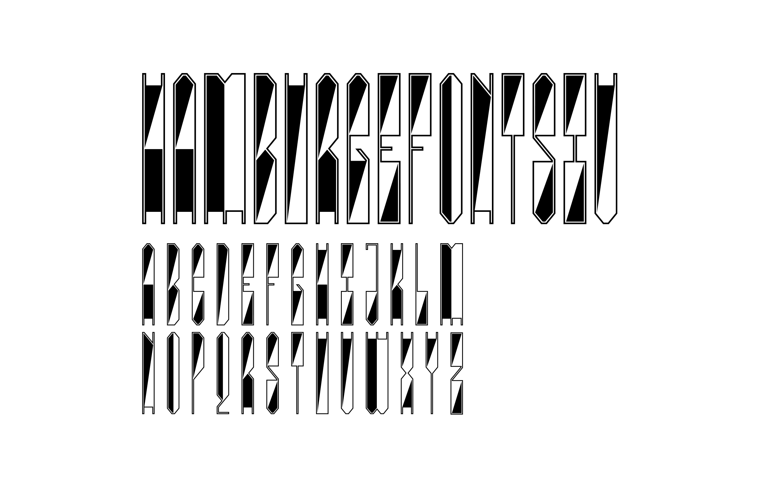 Narrow outlined Colossus type specimen showing uppercase letters and numerals