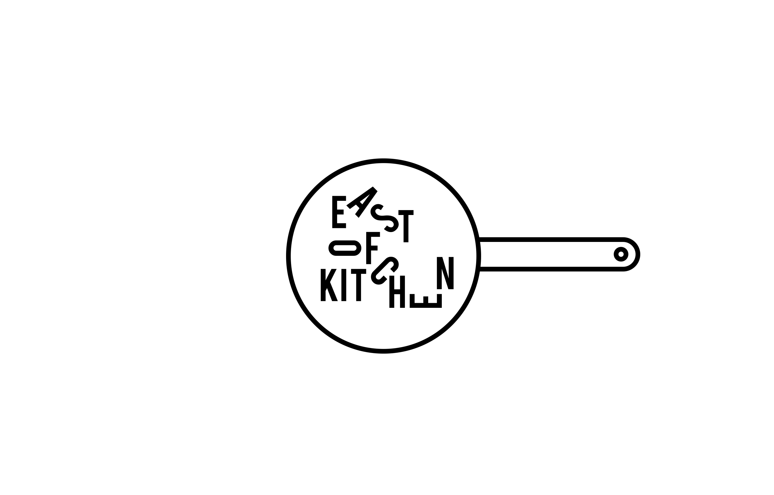 Animated East of Kitchen frying-pan logo graphic