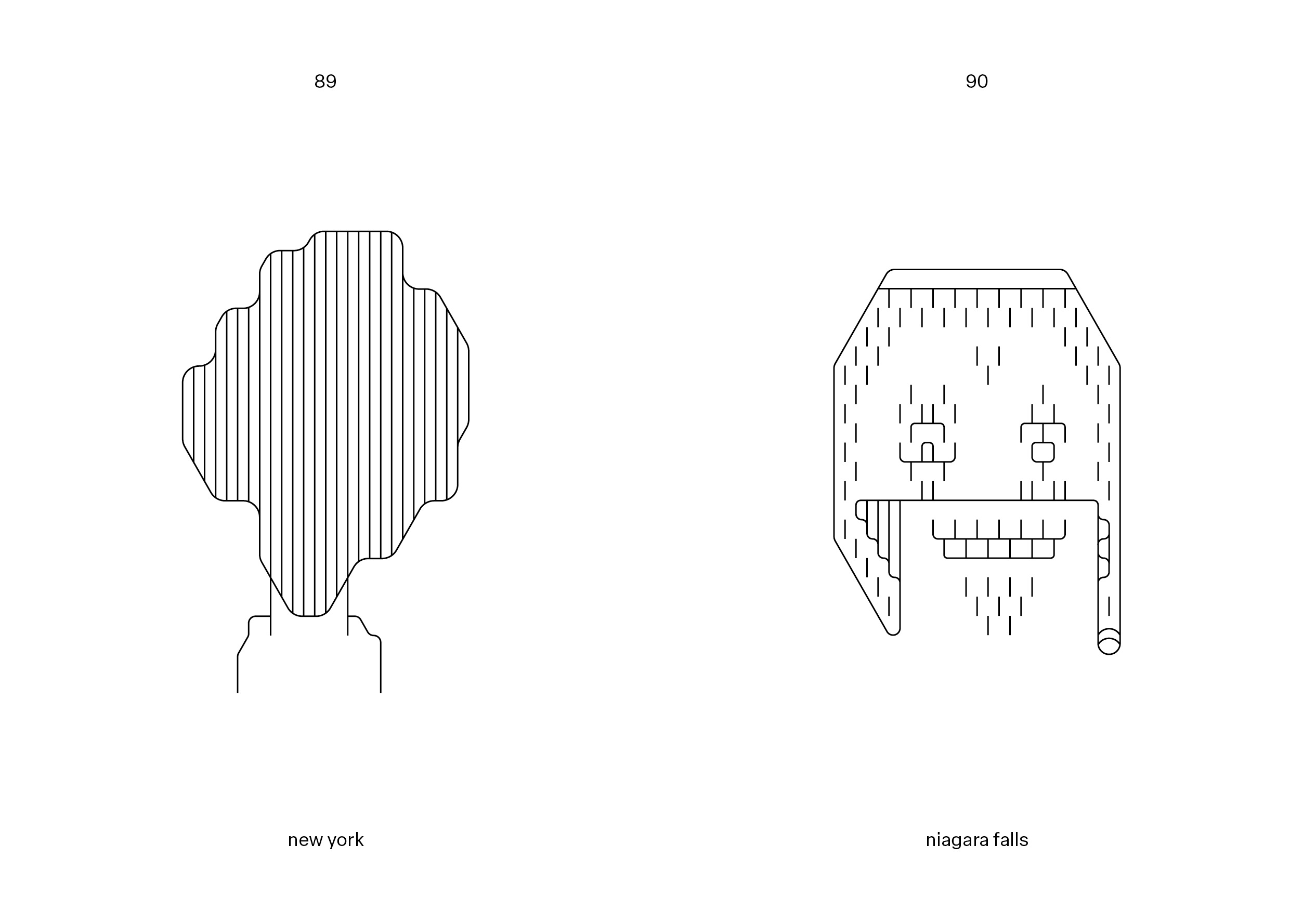 Fine-line drawing of a scalloped head silhouette with vertical stripe texture