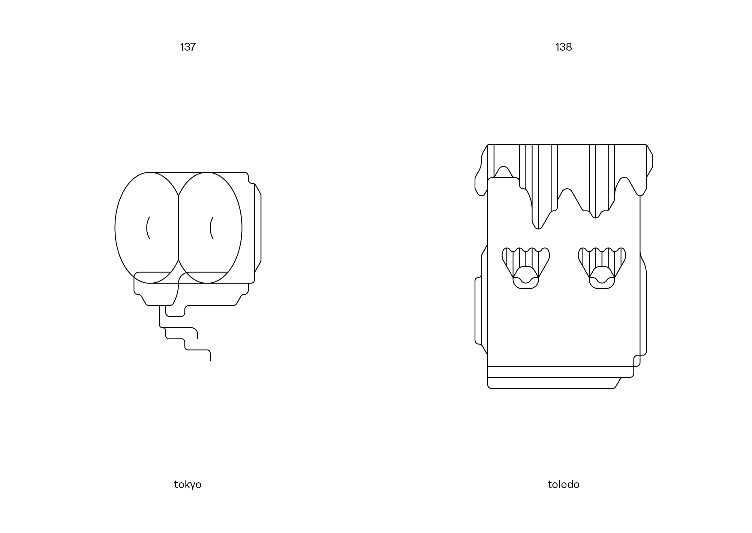 Fine-line drawing of a rectangular device with a circular toothed shape inside