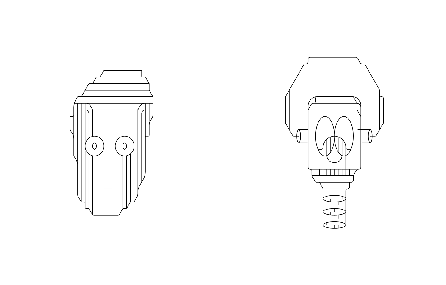 Line drawings of a watch-like object