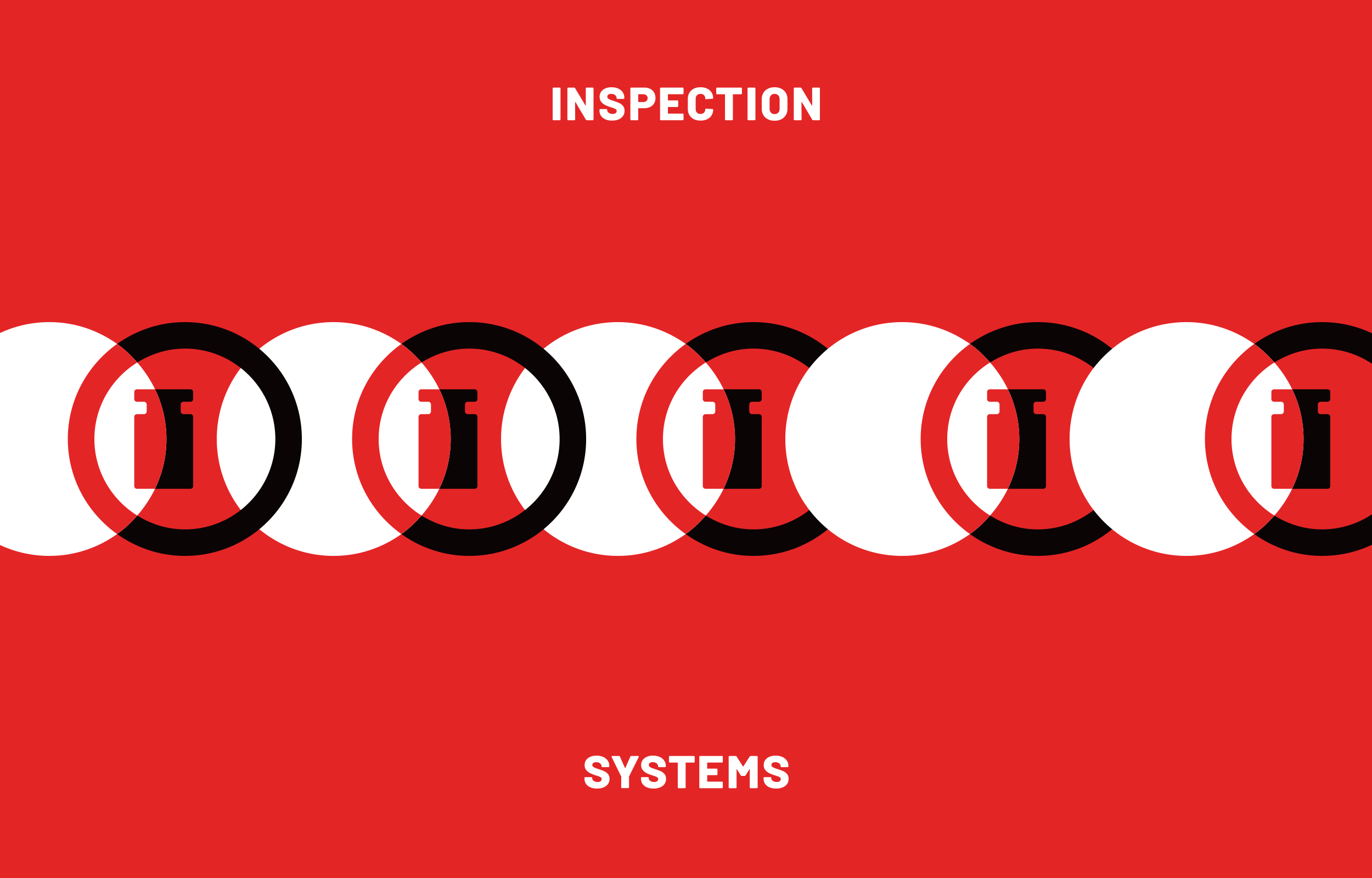 Red Isotronic inspection systems graphic with repeated circular symbols