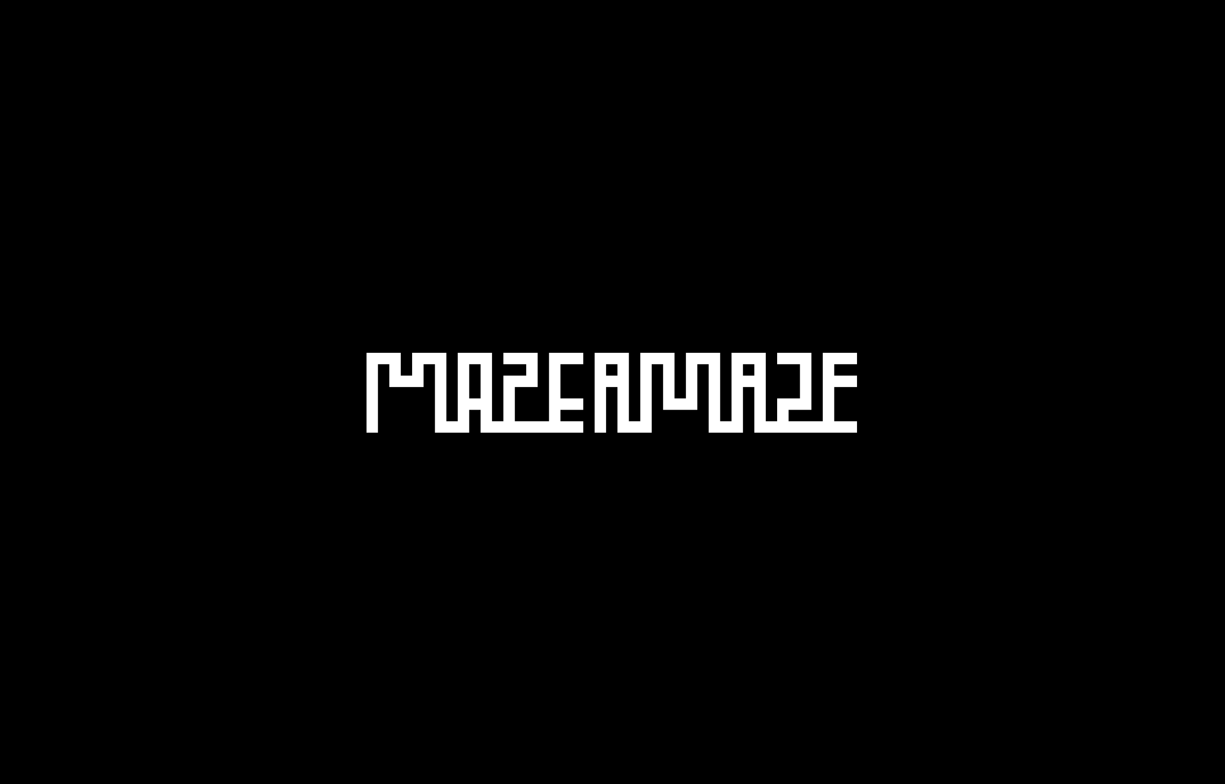 White Mazemooze wordmark in a narrow angular display typeface on black