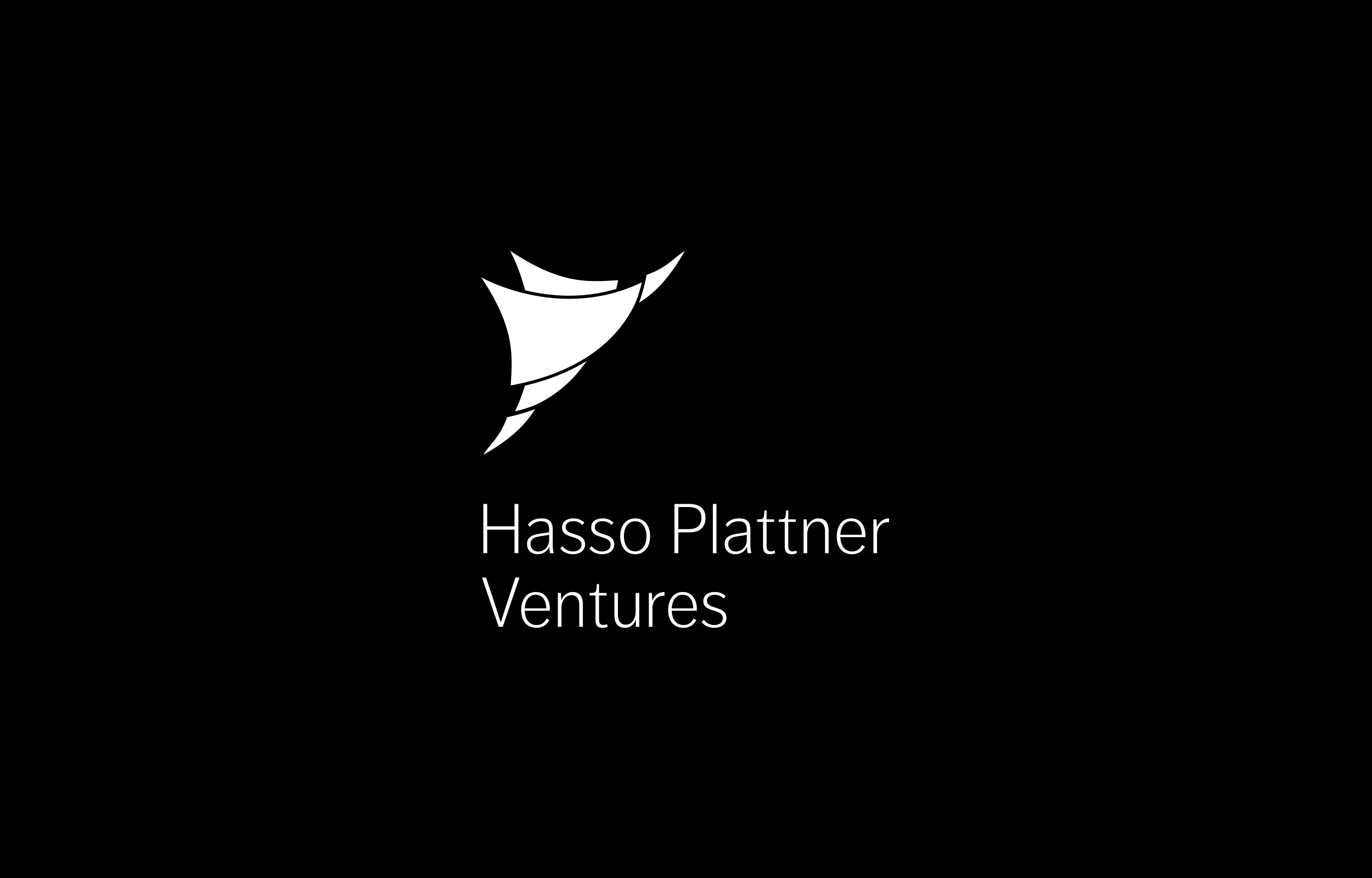White abstract bird mark above Hasso Plattner Ventures lettering on black