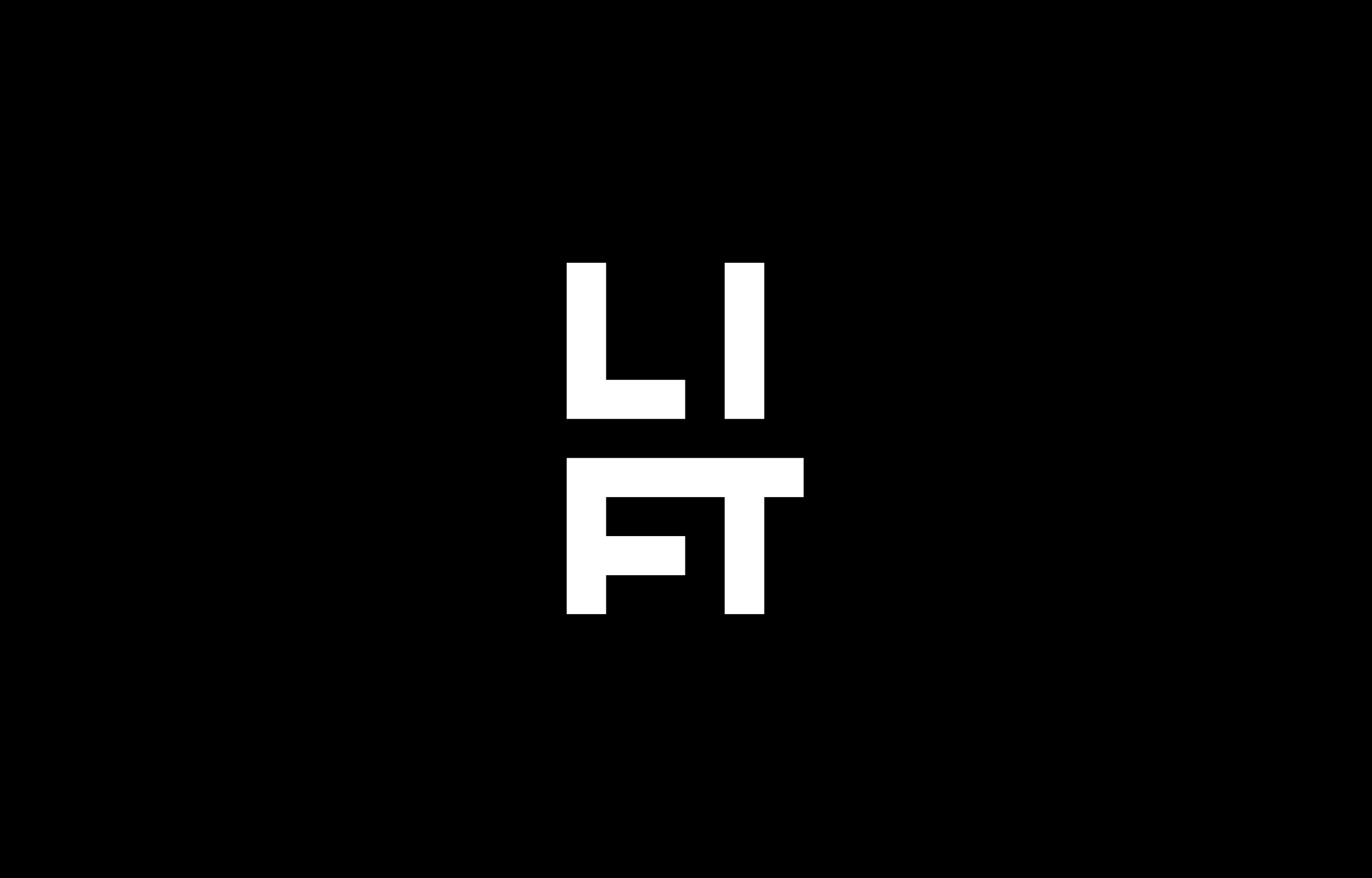 Stacked white LI FT block-letter monogram on black