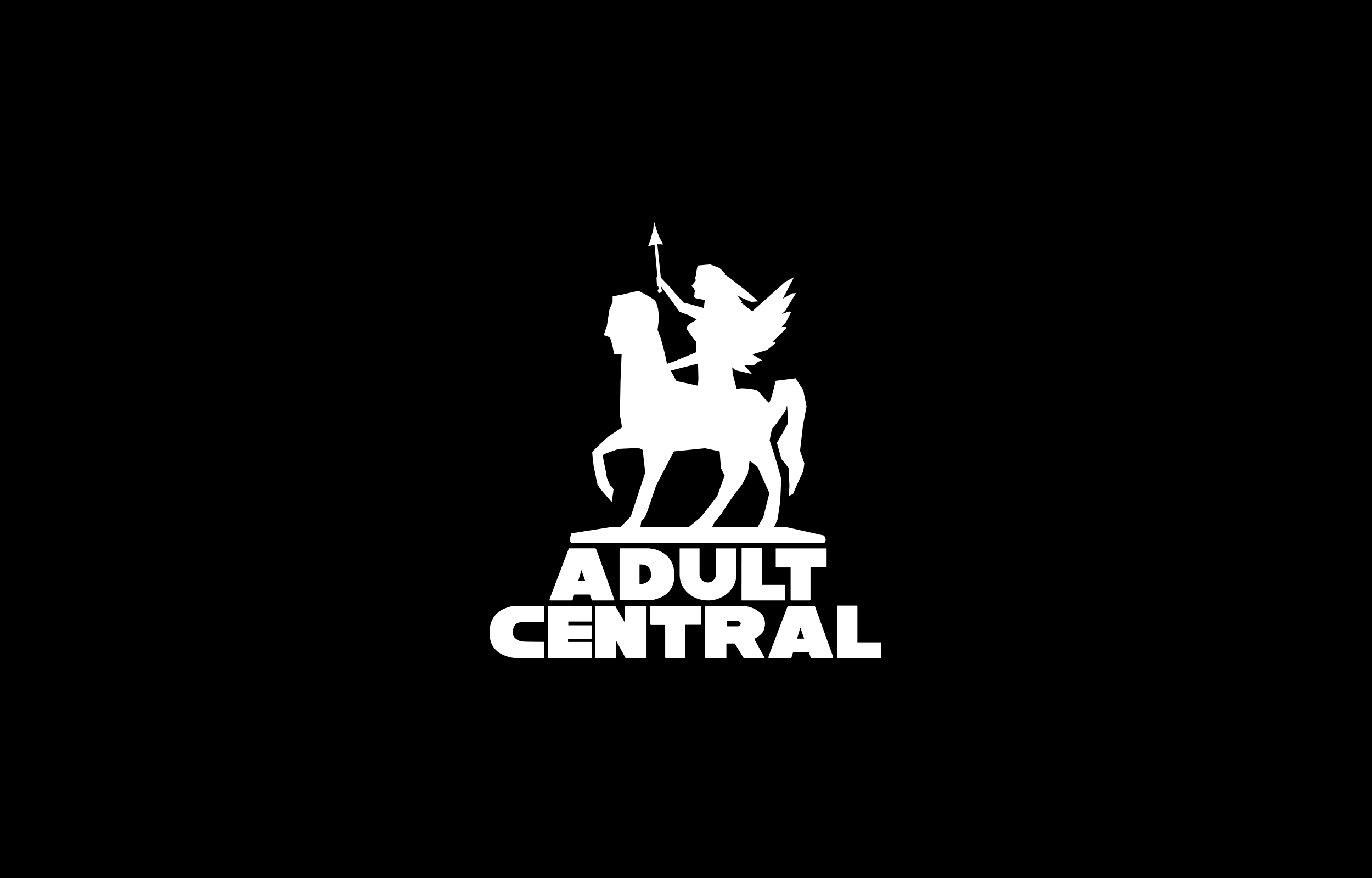White rearing horse silhouette above stacked Tarot Central lettering on black