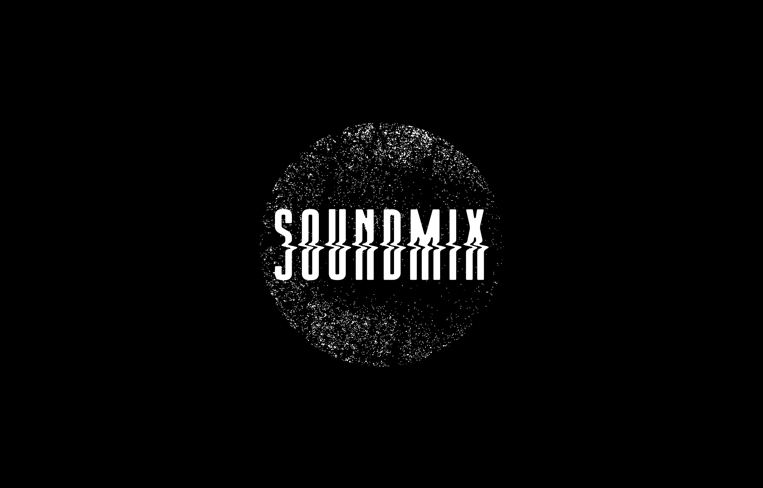 White Soundmix wordmark over a mottled circular texture on black