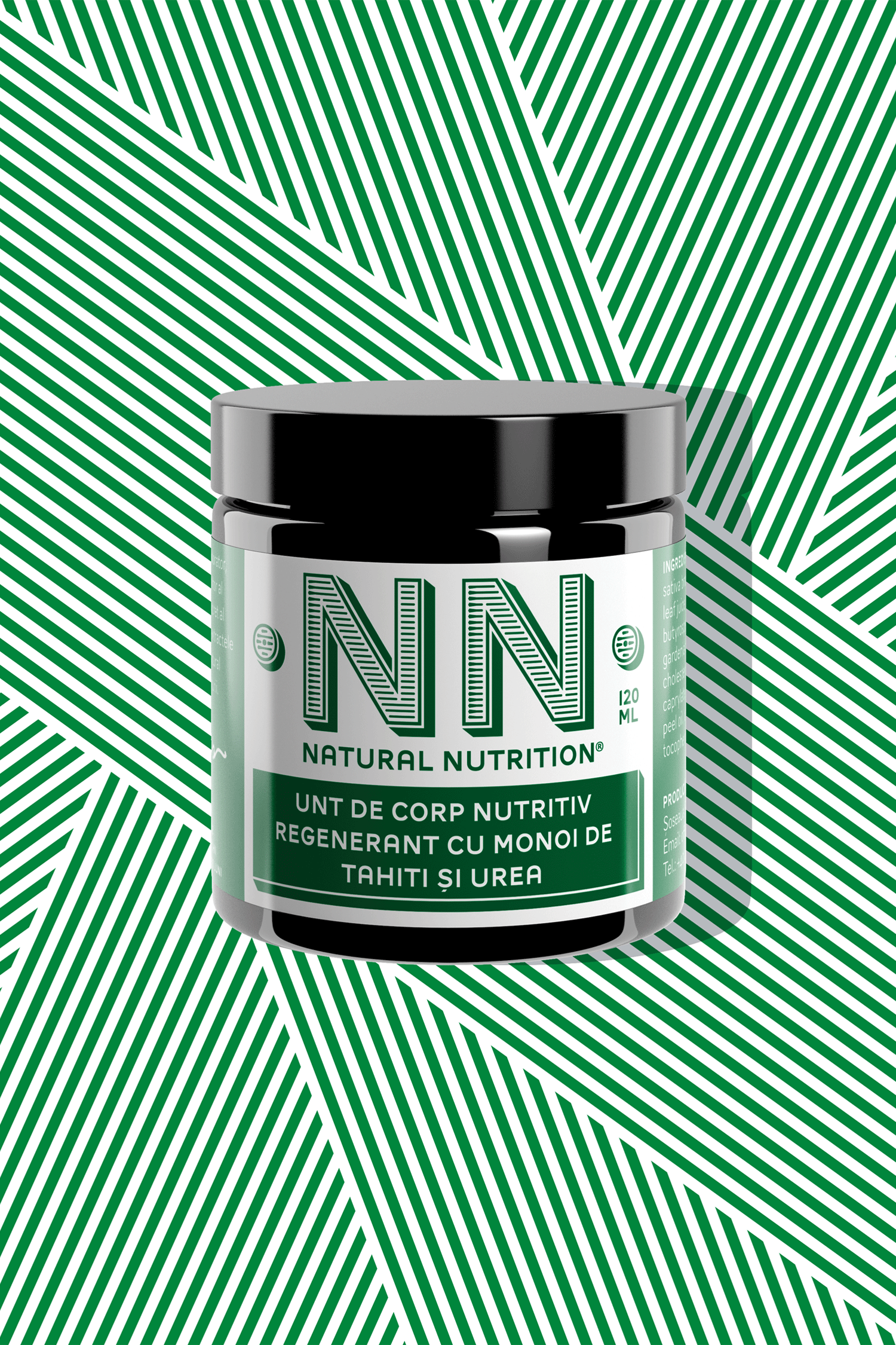 Green-labeled NN jar centred over a radiating green line pattern