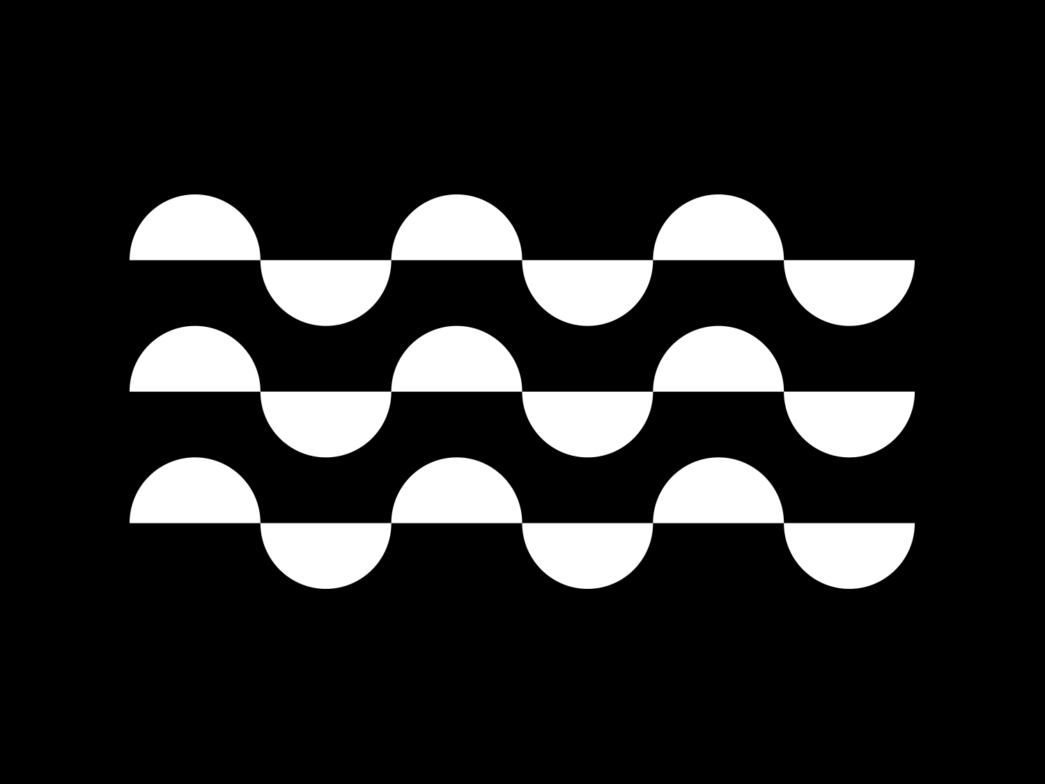 Three horizontal rows of white wave forms on black