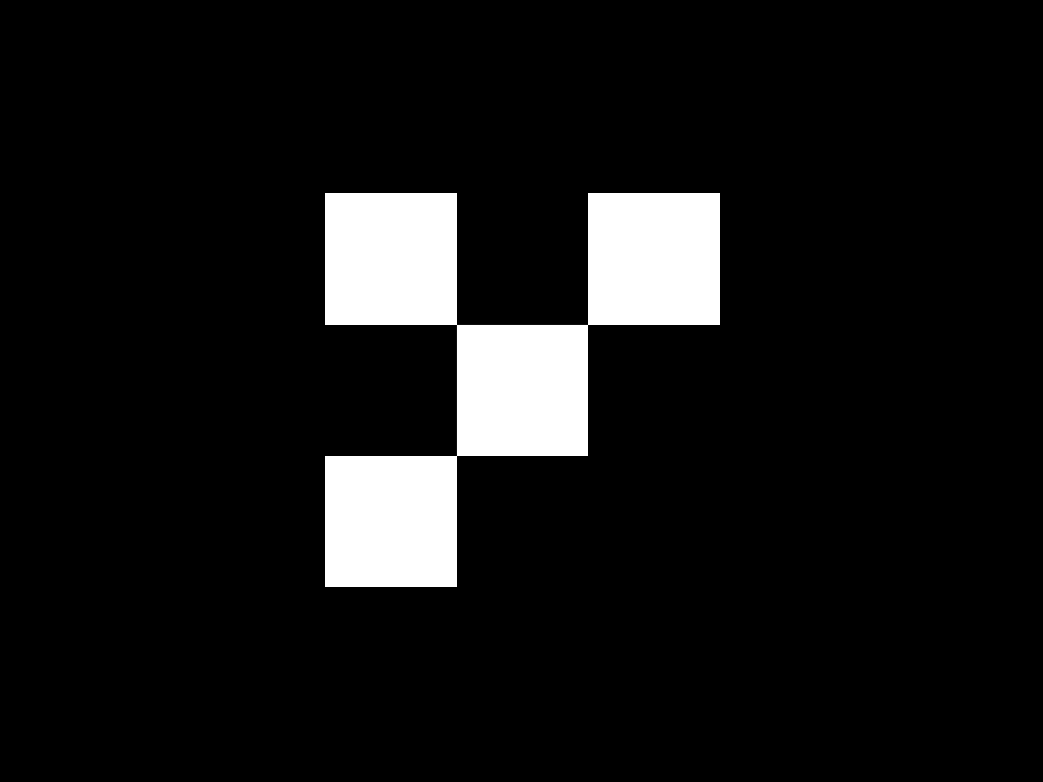 Four white squares arranged diagonally like a checker pattern on black