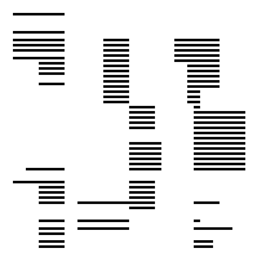 Dense black horizontal bar clusters forming a loose grid