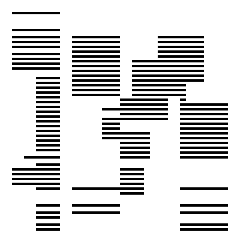 Open grid of striped black rectangles with wide white gaps