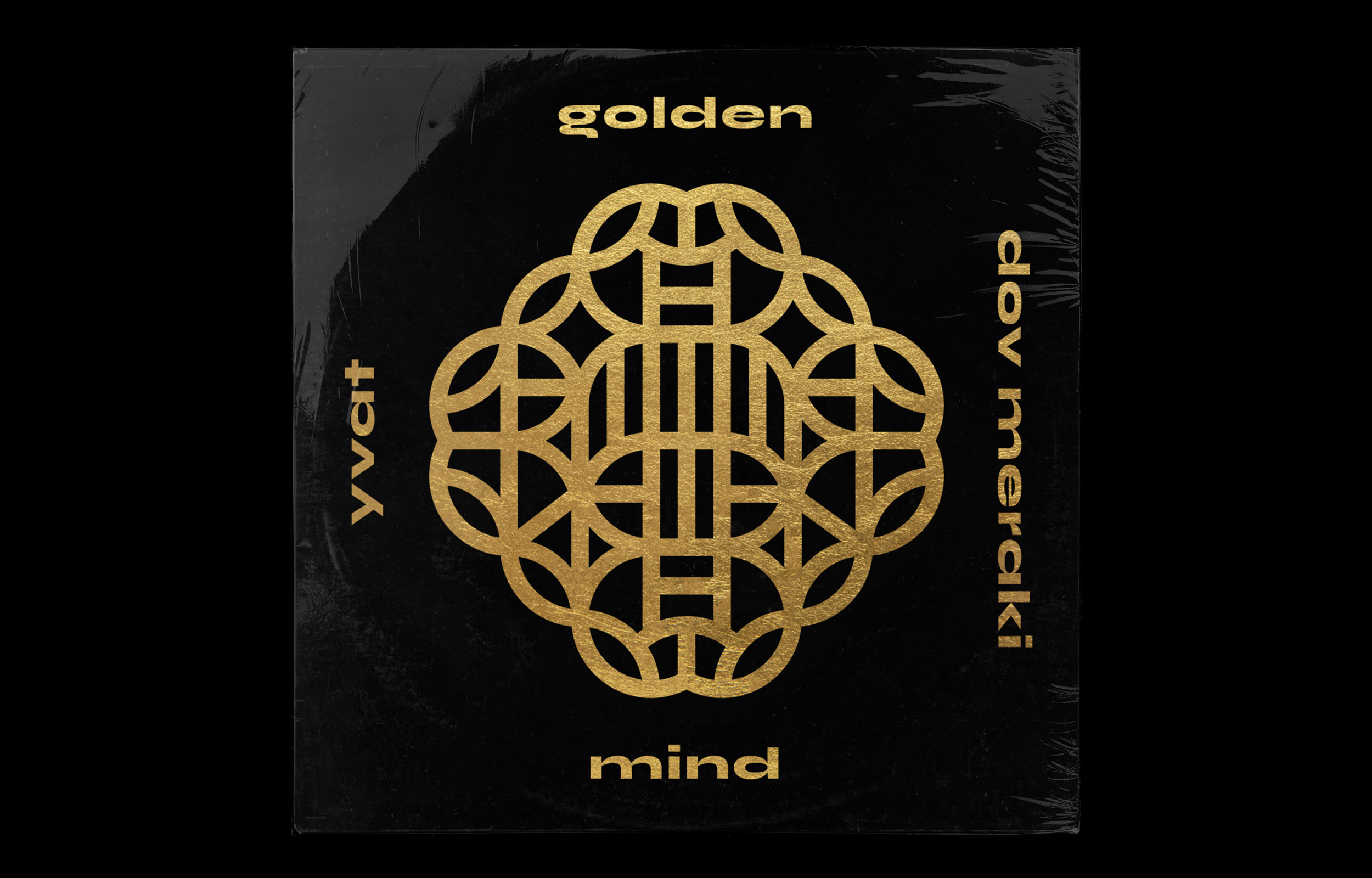 Black Golden Mind record sleeve with an intricate gold circular emblem