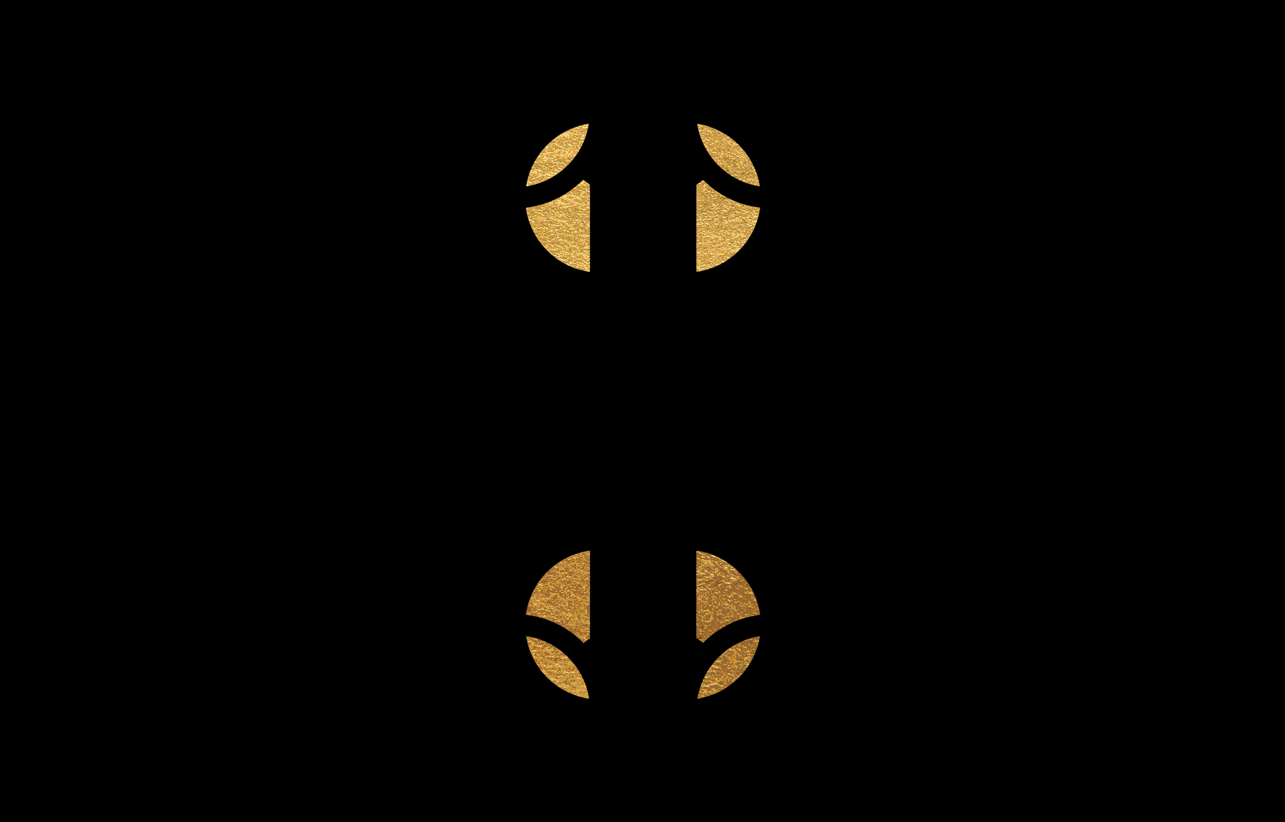 Animated pair of gold quarter-circle symbols on black