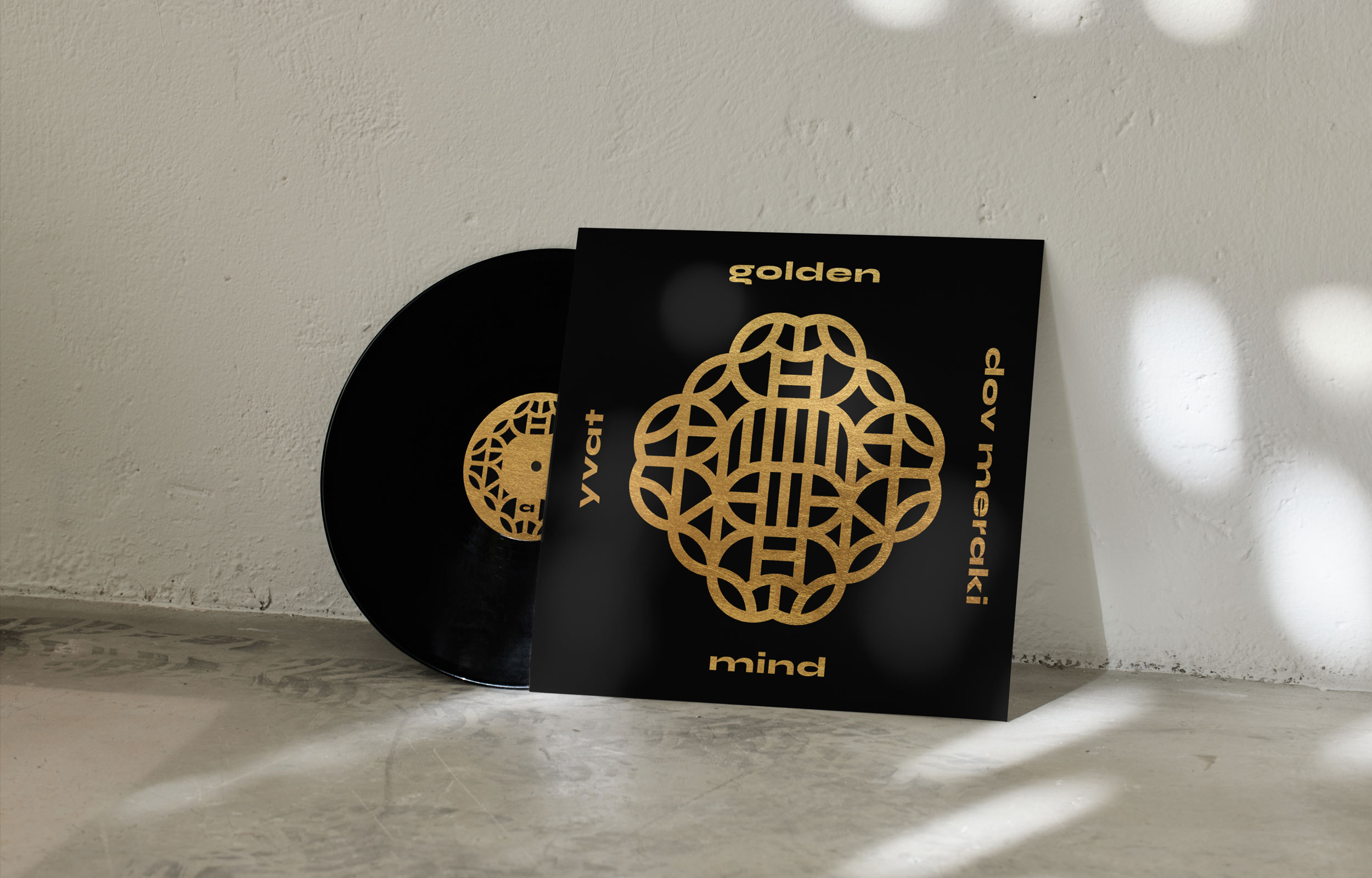 Black Golden Mind record sleeve and disc leaning against a wall
